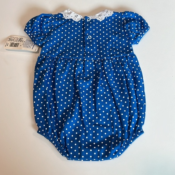 BusterBrown - 6-9m blue and red polka dot romper - Picture 2 of 7